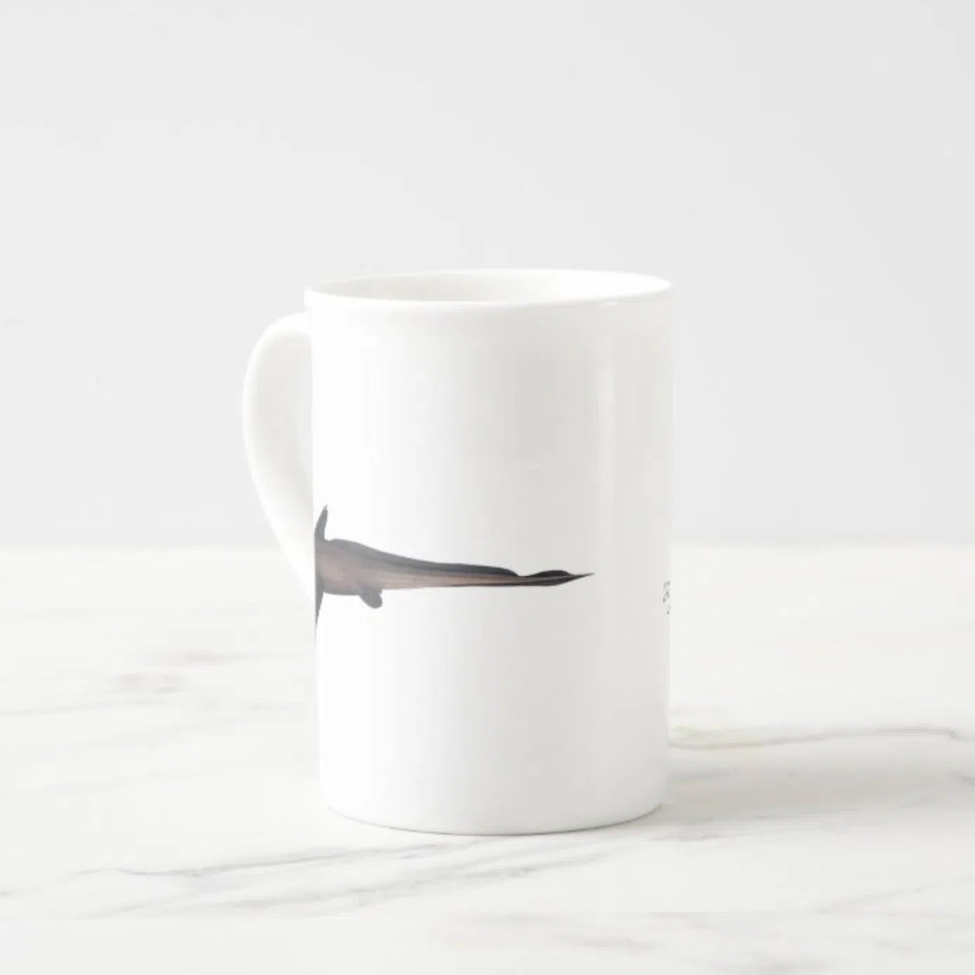 Black Ghostshark - Fine Bone China Mug-Stick Figure Fish Illustration