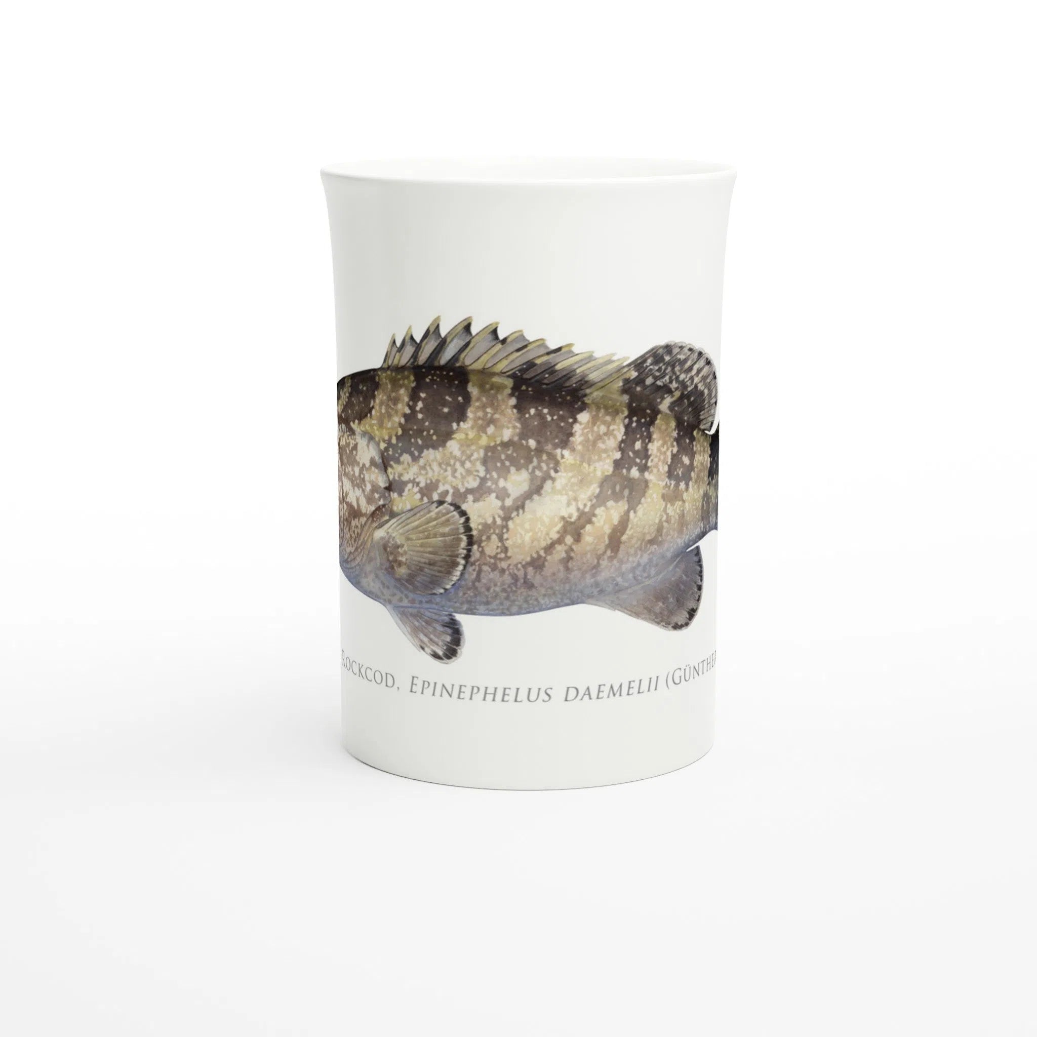 Black Rockcod - Fine Bone China Mug-Stick Figure Fish Illustration