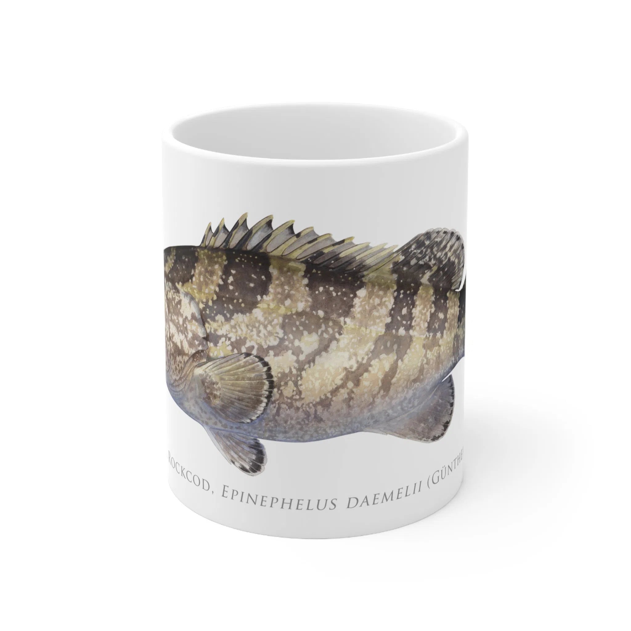 Black Rockcod Mug-Stick Figure Fish Illustration