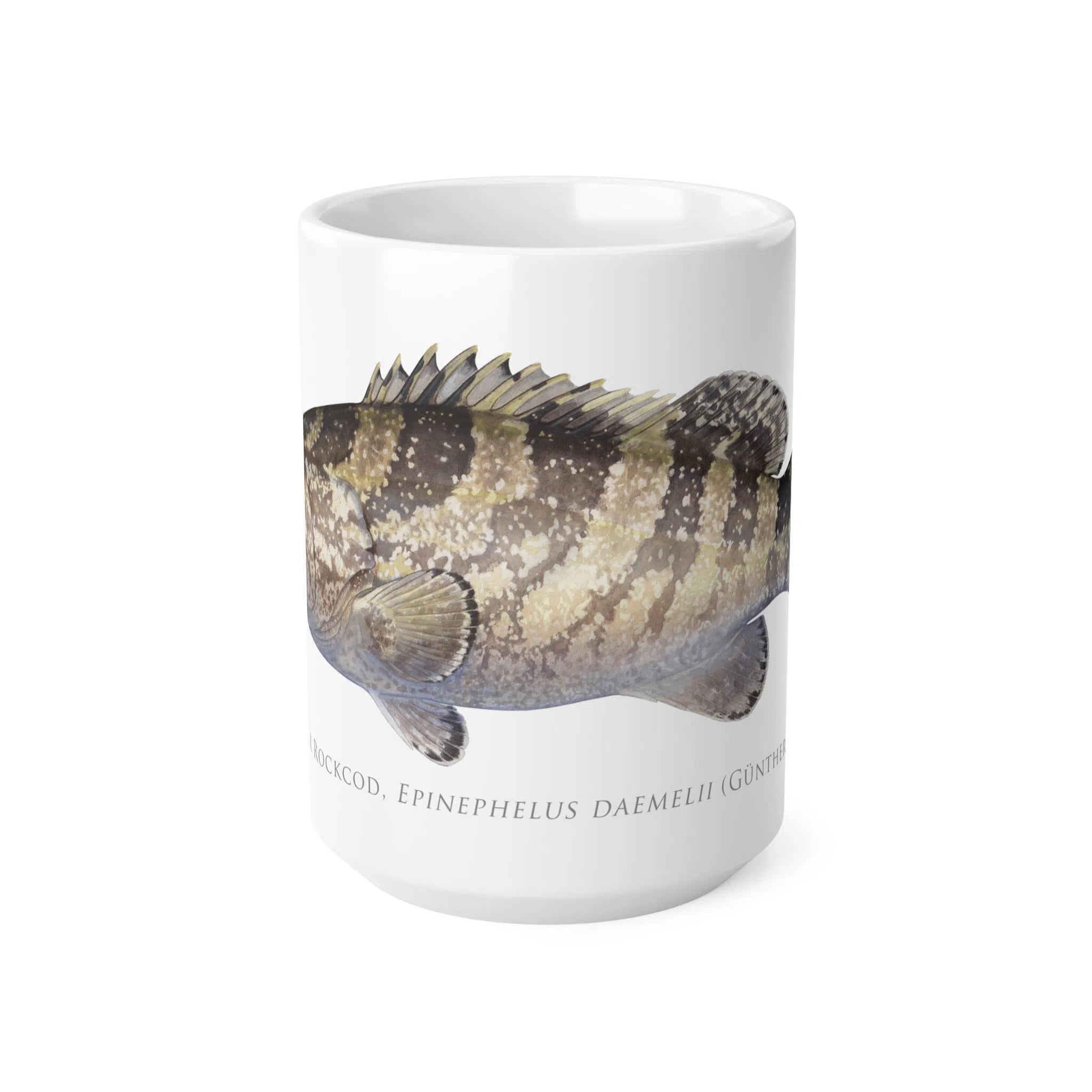 Black Rockcod Mug-Stick Figure Fish Illustration