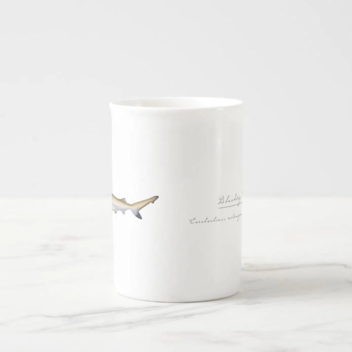 Blacktip Reef Shark - Fine Bone China Mug-Stick Figure Fish Illustration