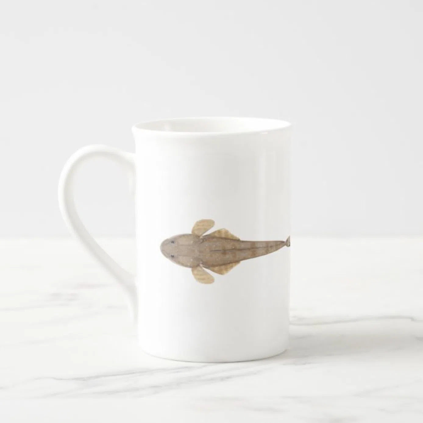 Bluespotted Flathead - Fine Bone China Mug-Stick Figure Fish Illustration