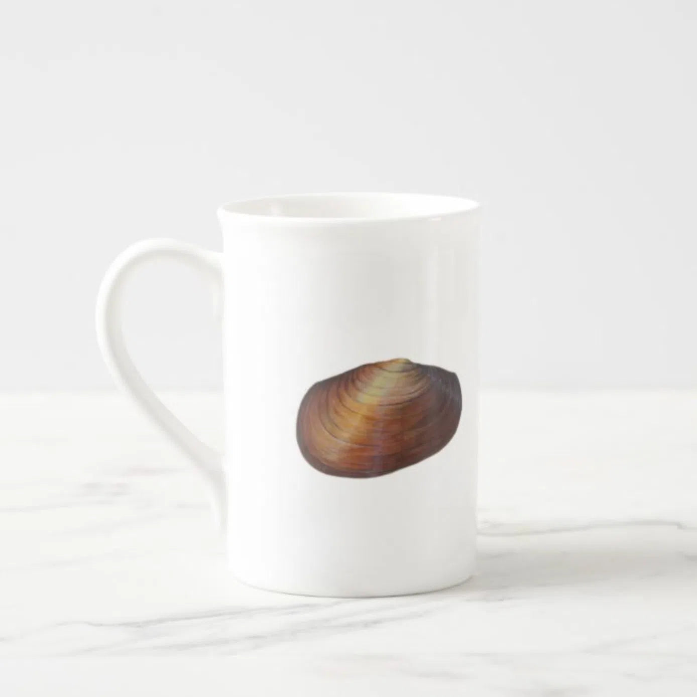 Ambiguus Mussel - Fine Bone China Mug-Stick Figure Fish Illustration