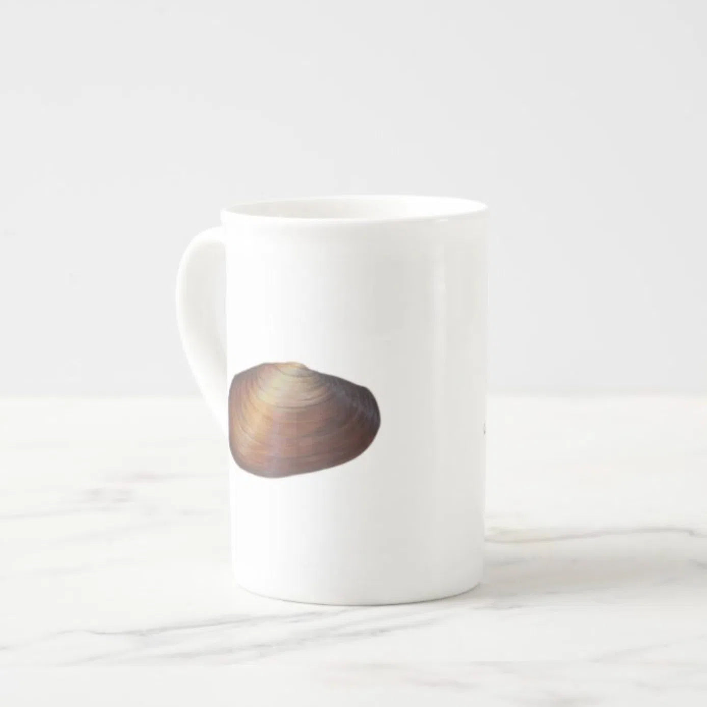 Ambiguus Mussel - Fine Bone China Mug-Stick Figure Fish Illustration