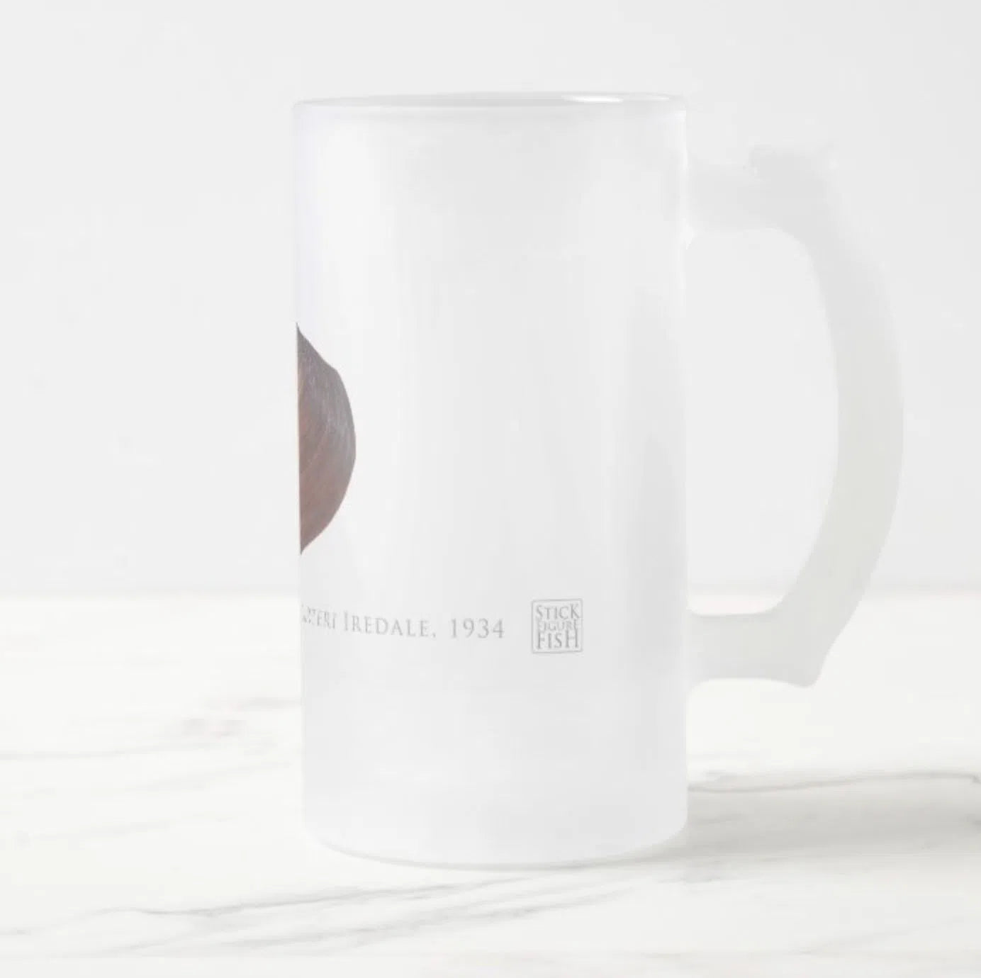 Ambiguus Mussel - Frosted Glass Stein-Stick Figure Fish Illustration