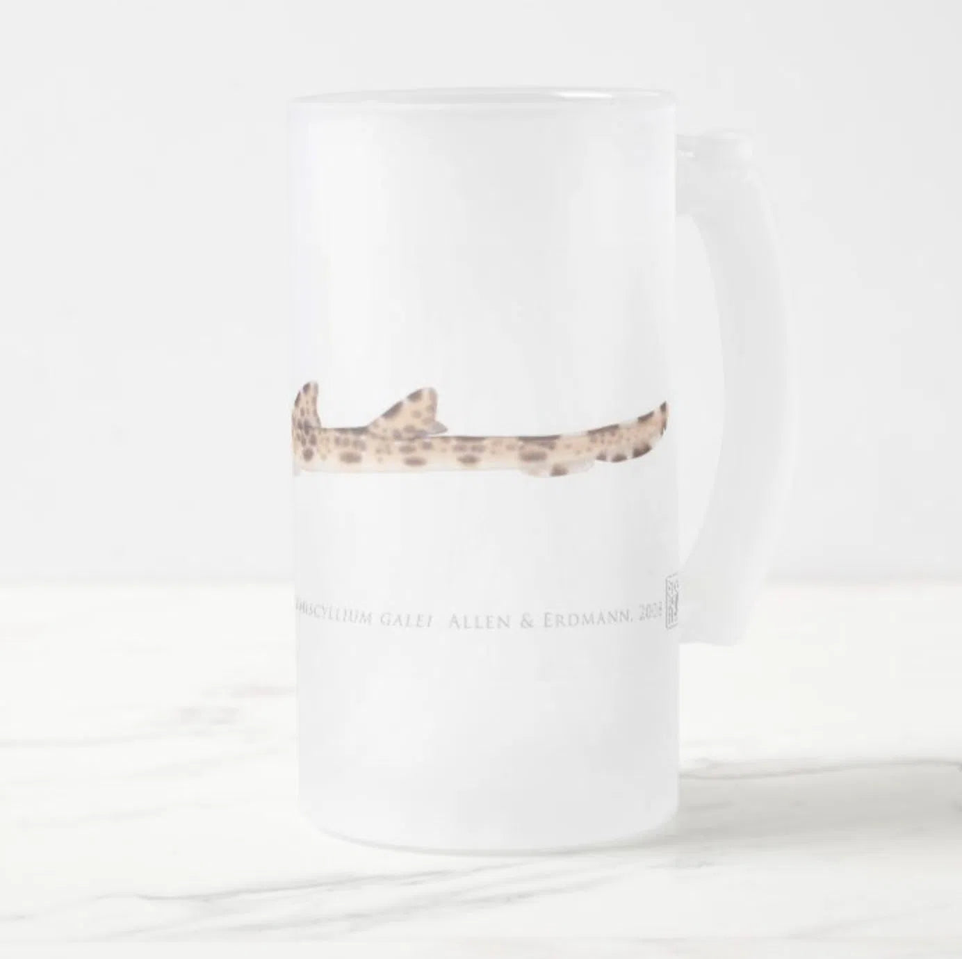 Cenderwasih Epaulette Shark - Frosted Glass Stein-Stick Figure Fish Illustration