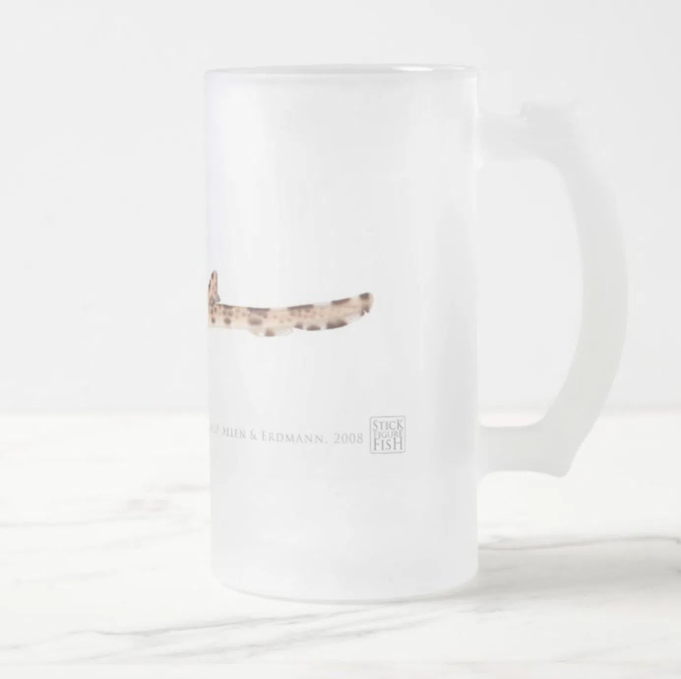 Cenderwasih Epaulette Shark - Frosted Glass Stein-Stick Figure Fish Illustration