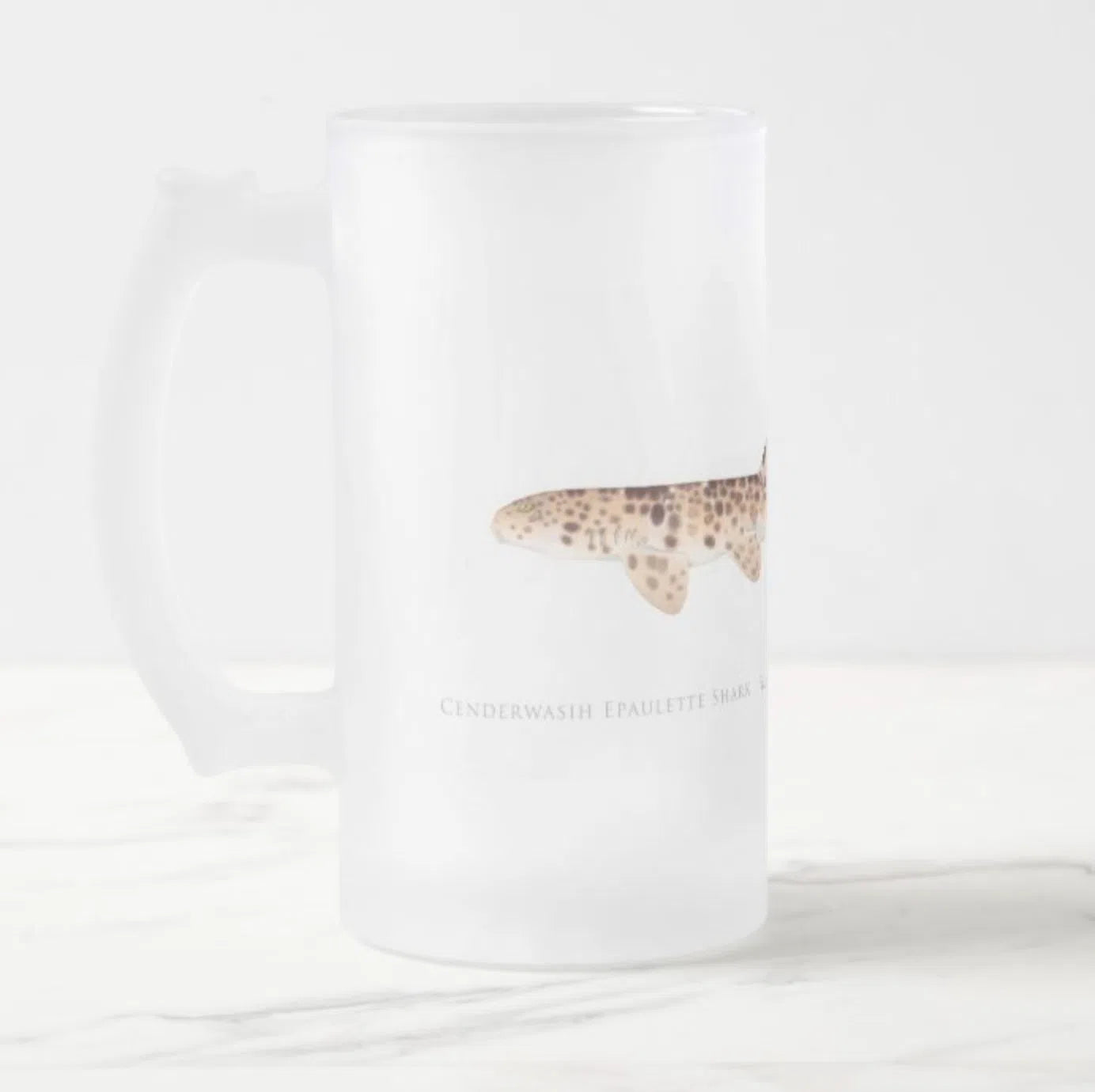 Cenderwasih Epaulette Shark - Frosted Glass Stein-Stick Figure Fish Illustration