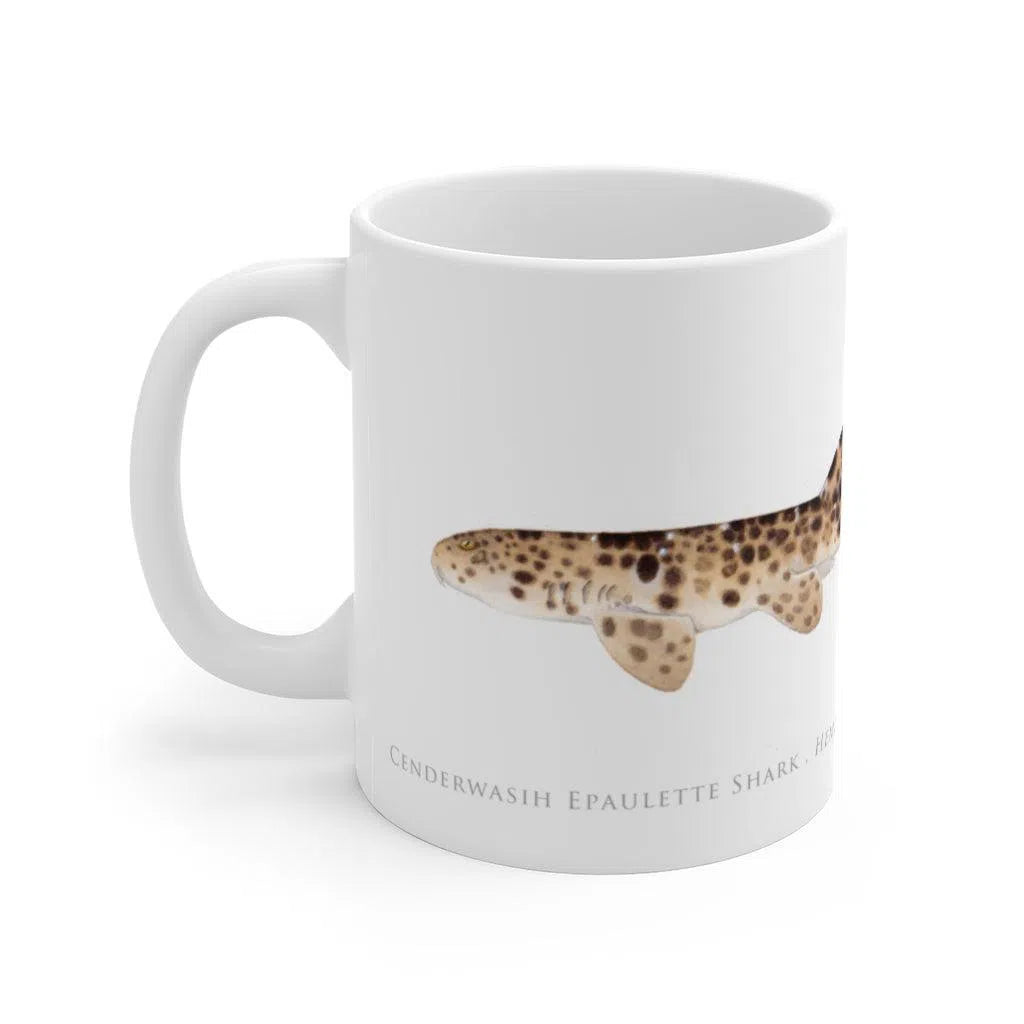 Cenderwasih Epaulette Shark Mug-Stick Figure Fish Illustration