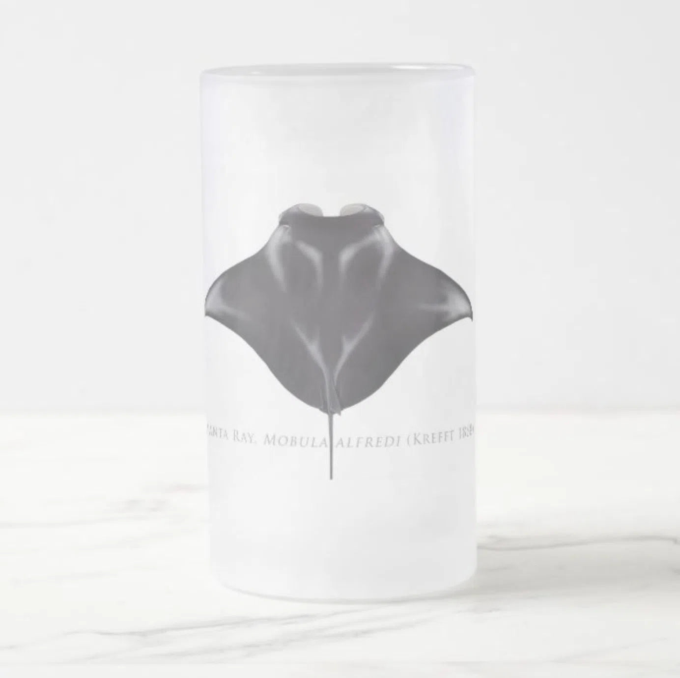 Choose Your Species - Shark or Ray - Frosted Glass Stein-Stick Figure Fish Illustration