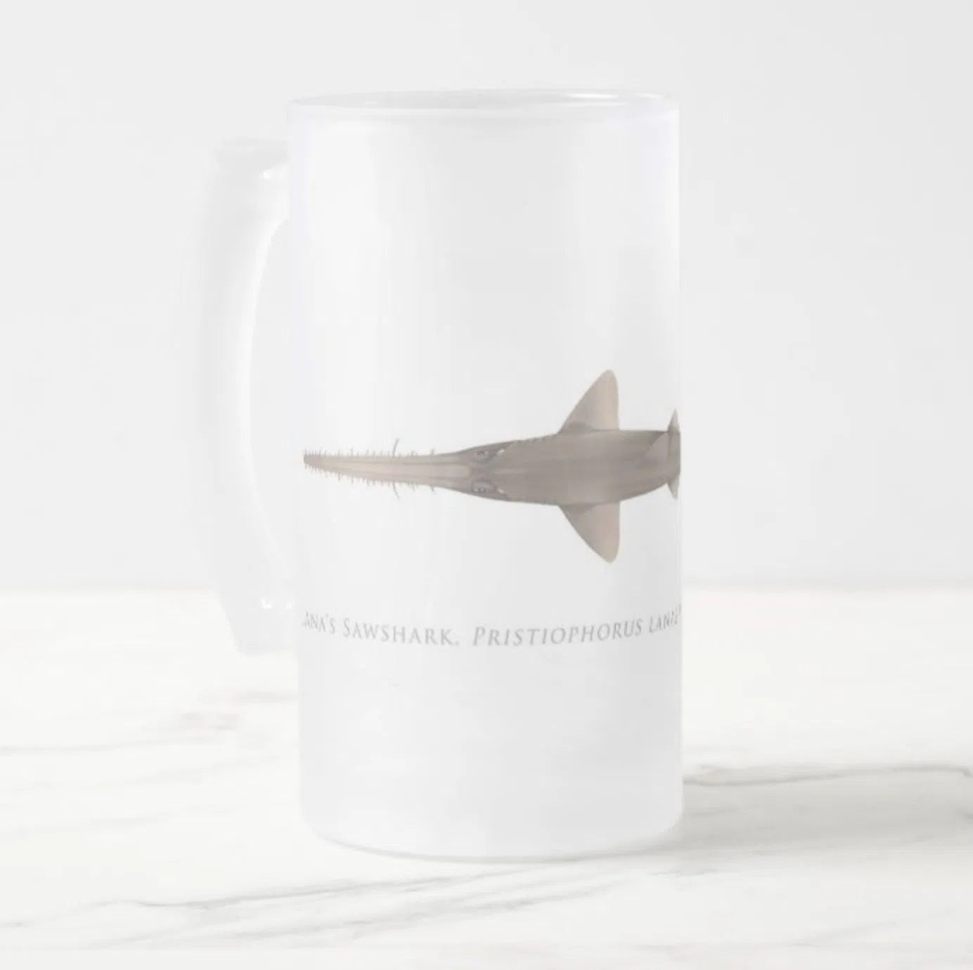 Choose Your Species - Shark or Ray - Frosted Glass Stein-Stick Figure Fish Illustration