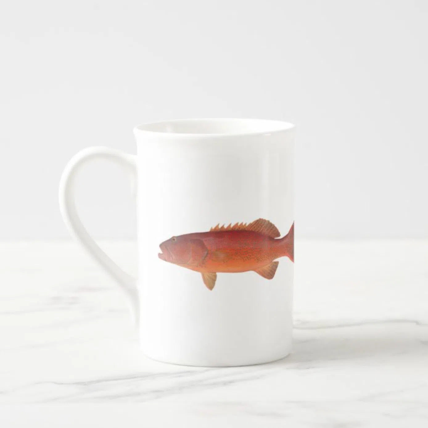 Common Coral Trout - Fine Bone China Mug-Stick Figure Fish Illustration