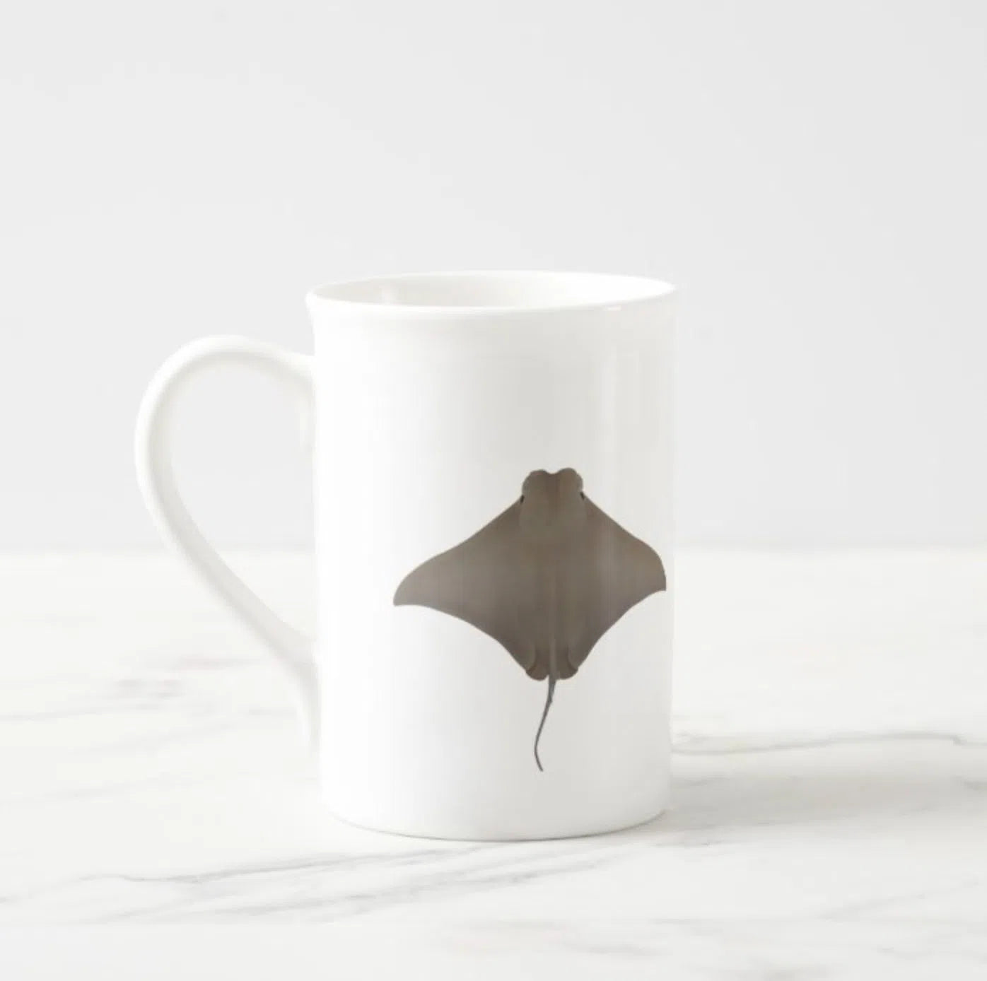 Cownose Ray - Fine Bone China Mug-Stick Figure Fish Illustration