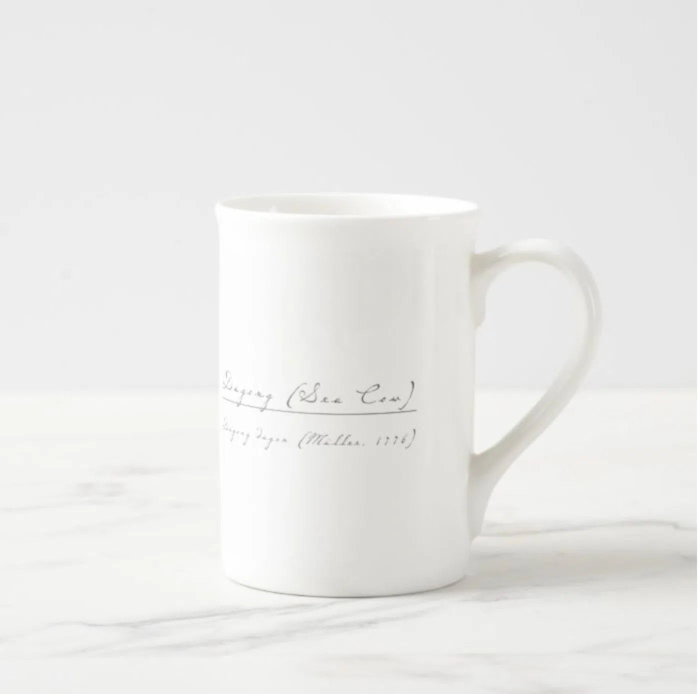 Dugong (Sea Cow) - Fine Bone China Mug-Stick Figure Fish Illustration