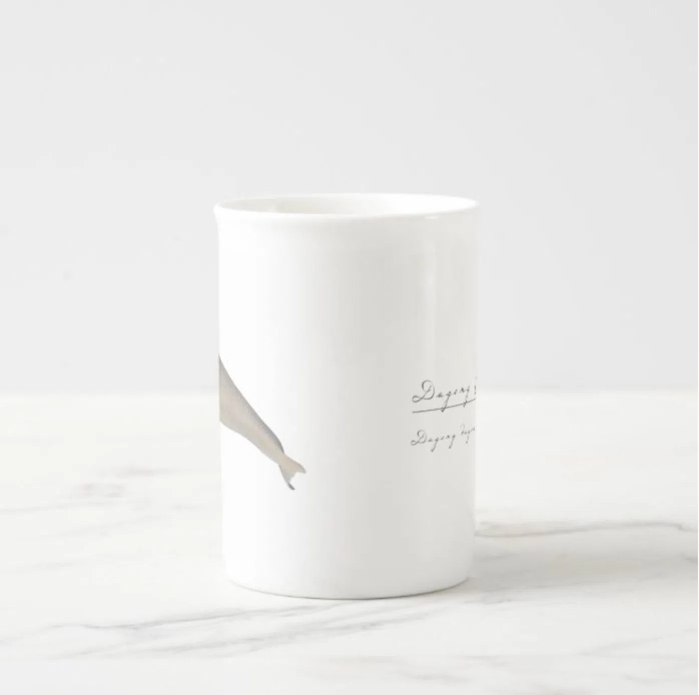 Dugong (Sea Cow) - Fine Bone China Mug-Stick Figure Fish Illustration