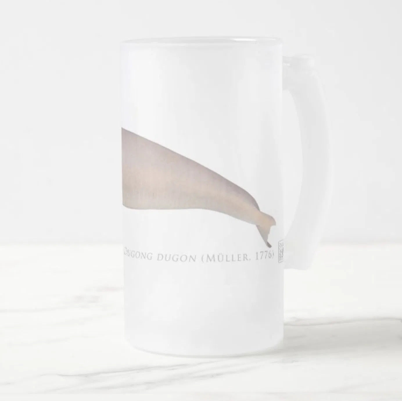 Dugong (Sea Cow) - Frosted Glass Stein-Stick Figure Fish Illustration