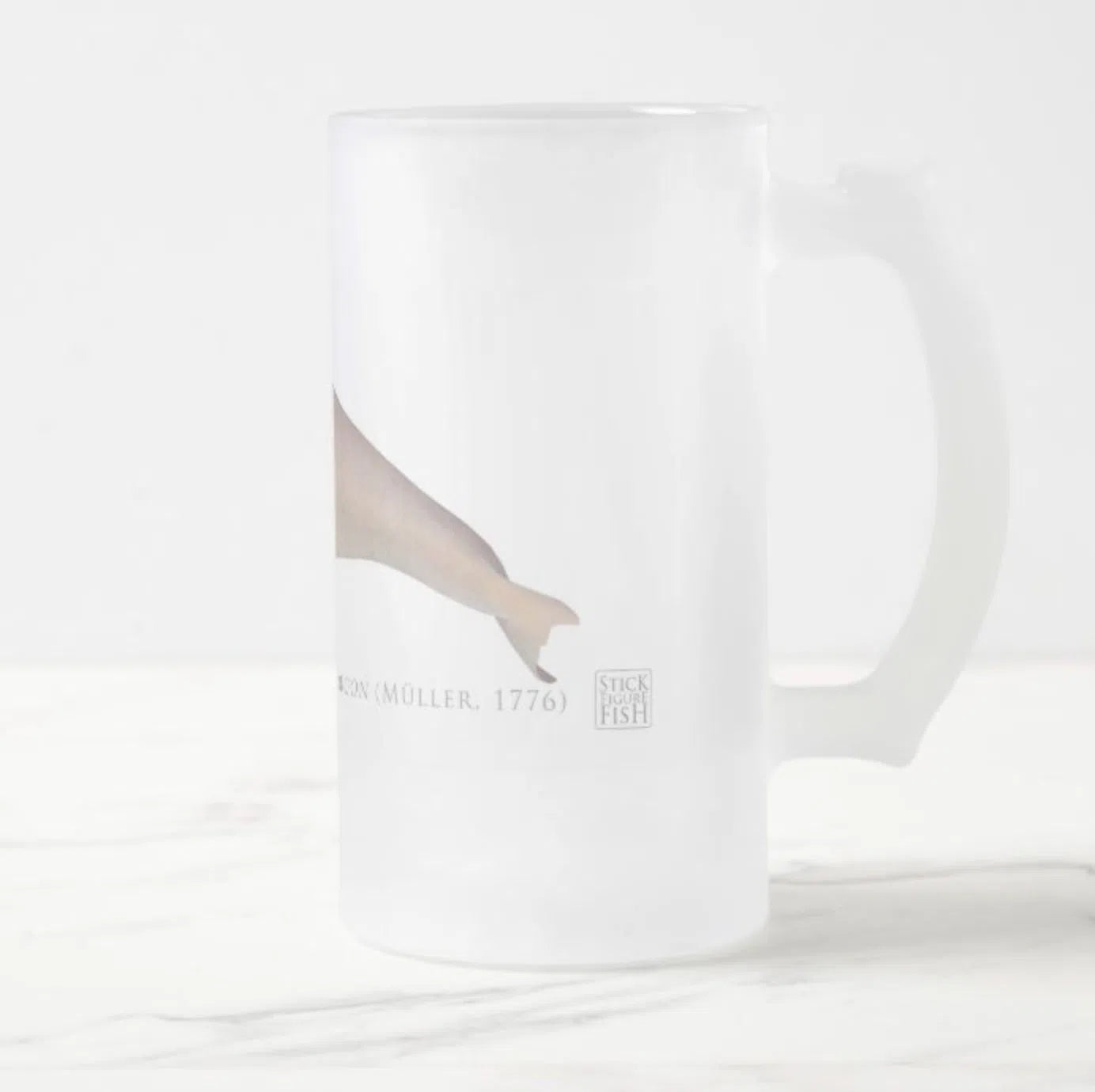 Dugong (Sea Cow) - Frosted Glass Stein-Stick Figure Fish Illustration