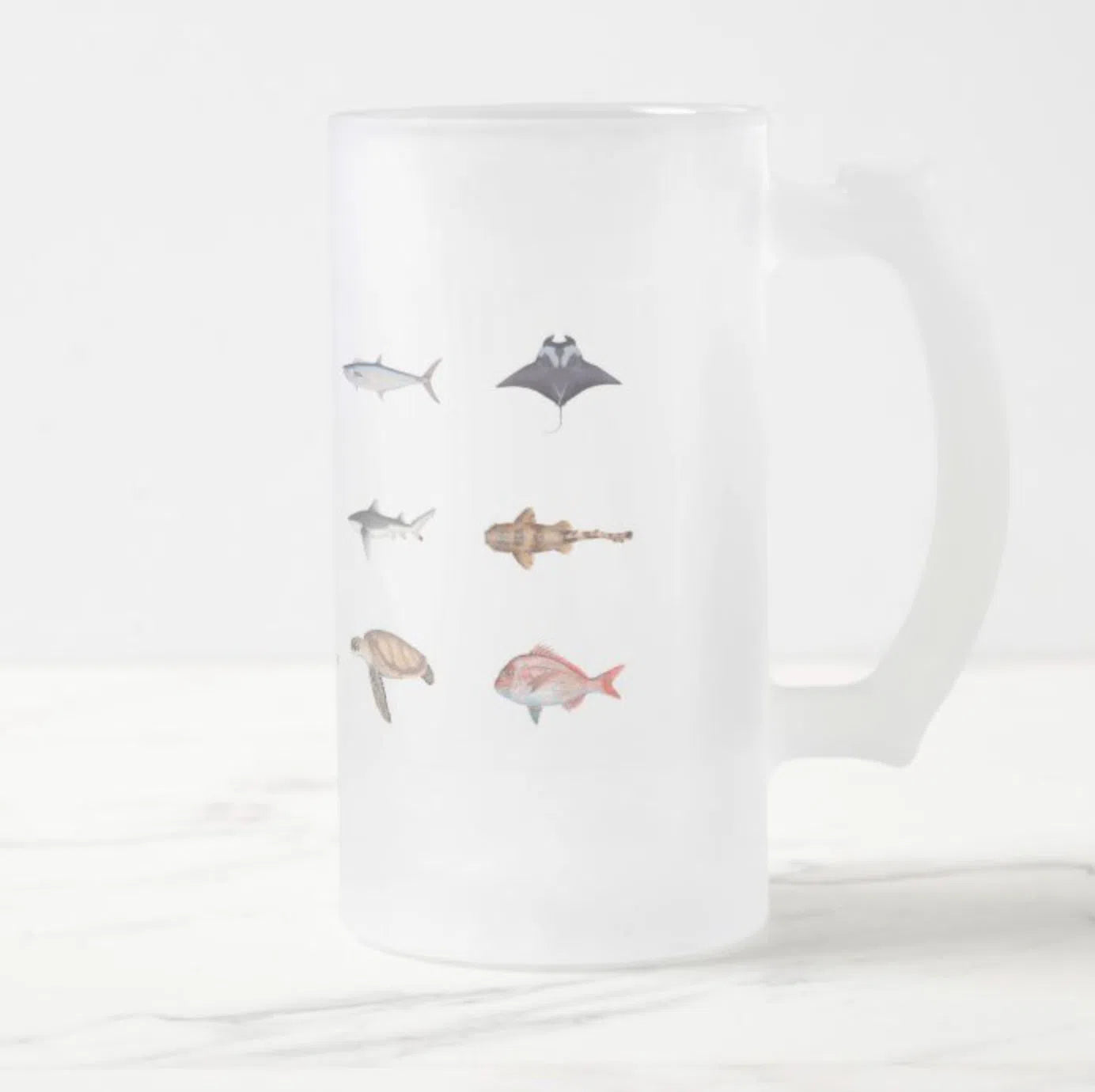 Everything - Frosted Glass Stein-Stick Figure Fish Illustration