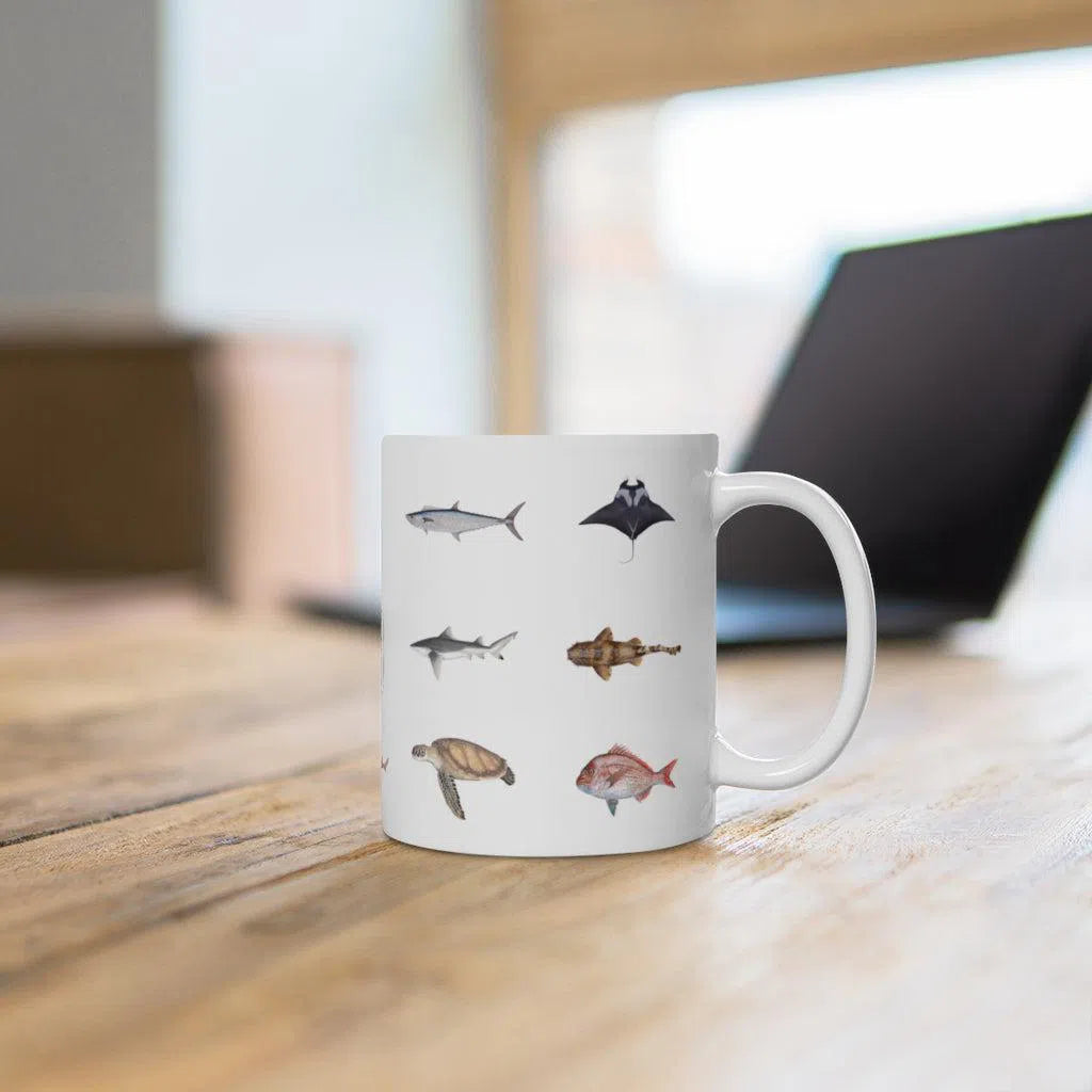 Everything Mug-Stick Figure Fish Illustration