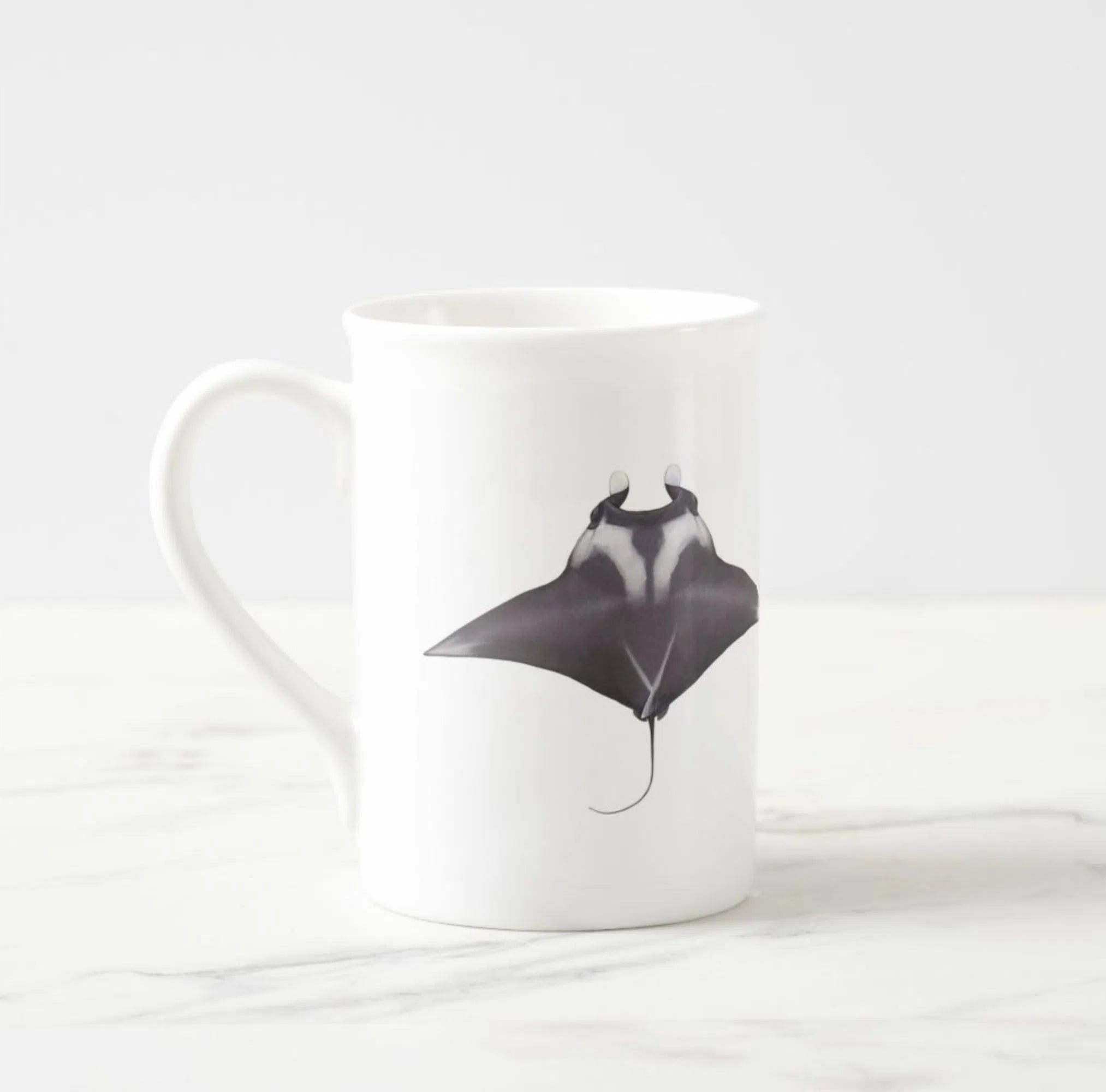 Giant Manta Ray - Fine Bone China Mug-Stick Figure Fish Illustration