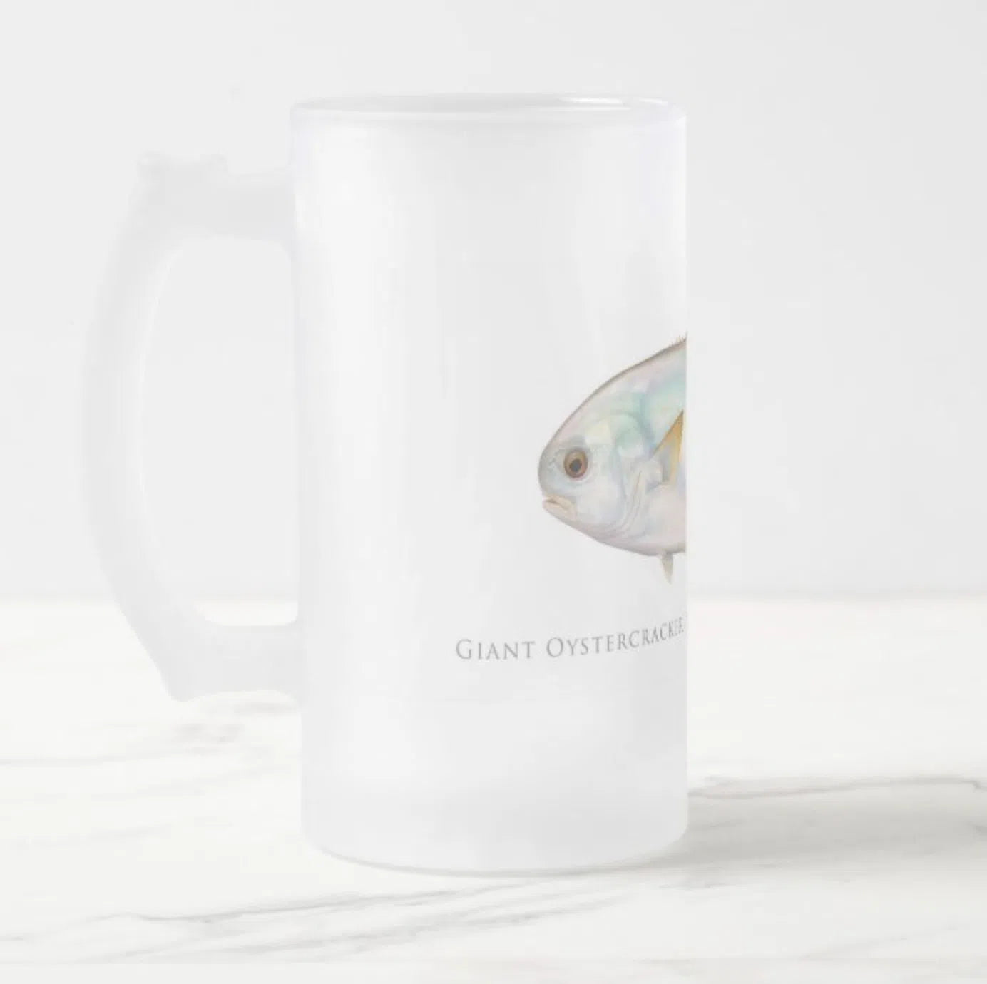 Giant Oystercracker (Permit) - Frosted Glass Stein-Stick Figure Fish Illustration