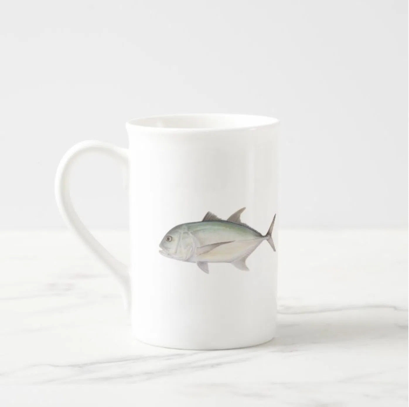 Giant Trevally - Fine Bone China Mug-Stick Figure Fish Illustration