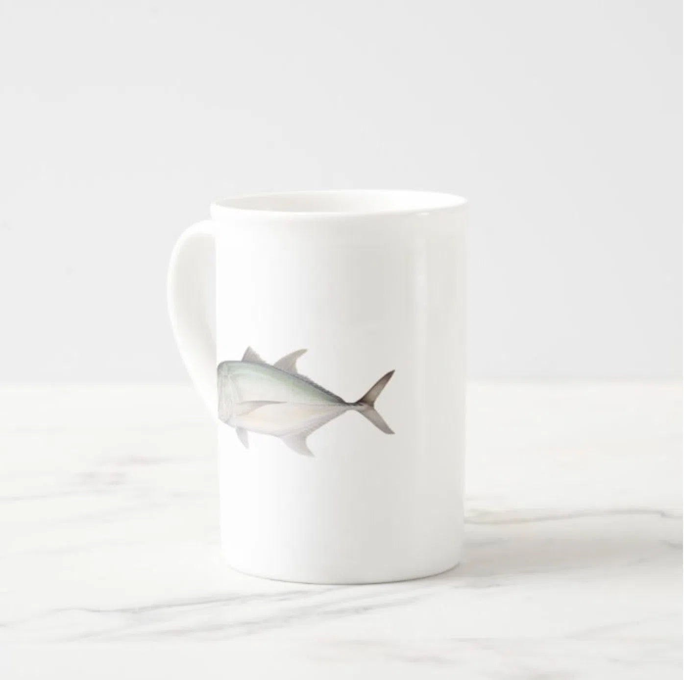 Giant Trevally - Fine Bone China Mug-Stick Figure Fish Illustration