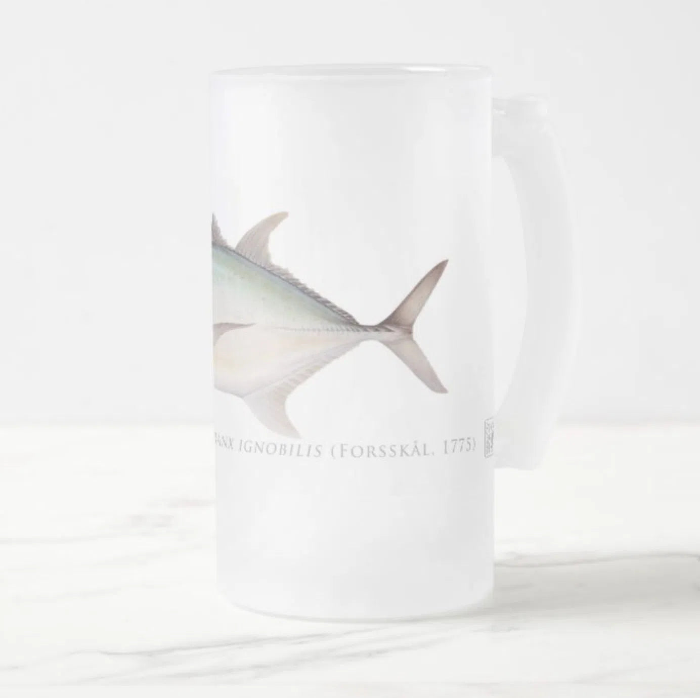 Giant Trevally - Frosted Glass Stein-Stick Figure Fish Illustration