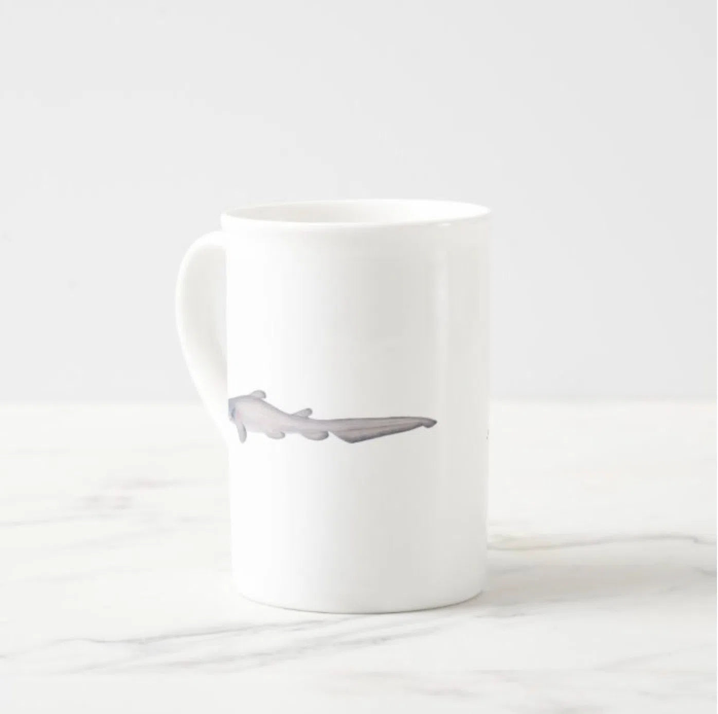 Goblin Shark - Fine Bone China Mug-Stick Figure Fish Illustration