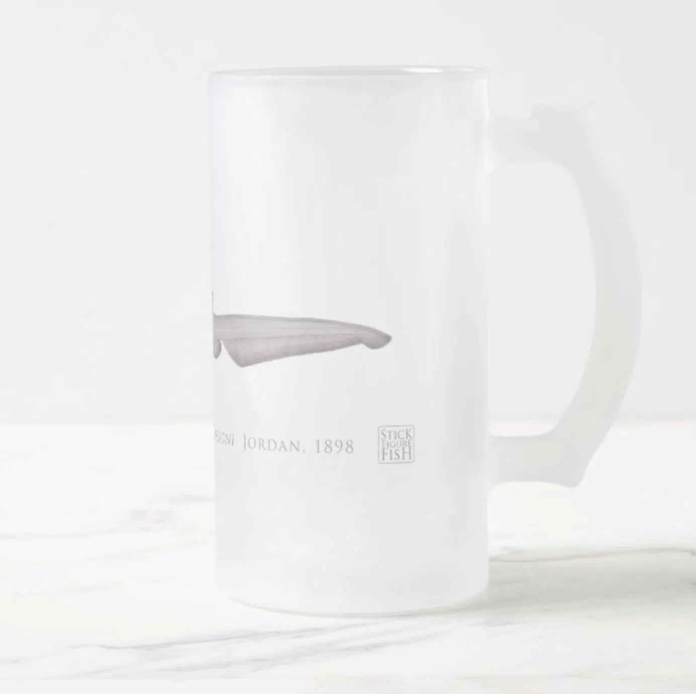 Goblin Shark - Frosted Glass Stein-Stick Figure Fish Illustration