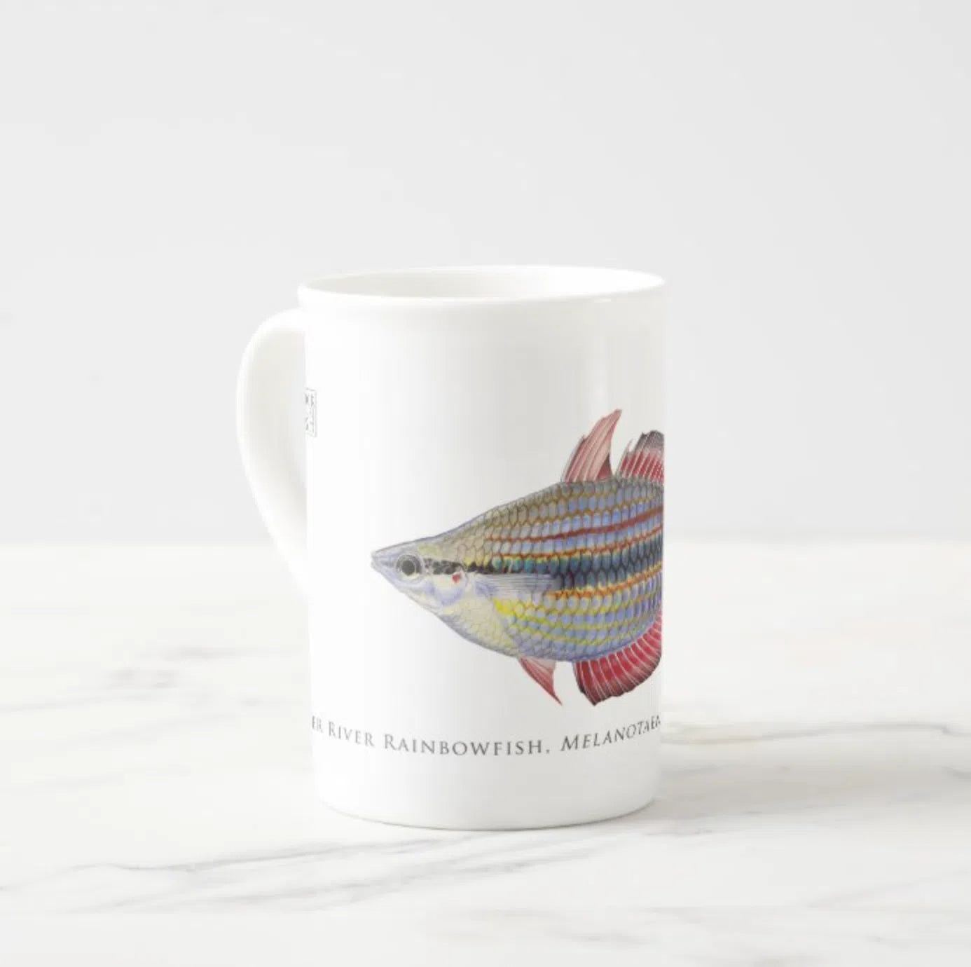 Goyder River Rainbowfish - Fine Bone China Mug-Stick Figure Fish Illustration