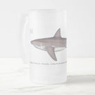 Great White Shark - Frosted Glass Stein-Stick Figure Fish Illustration