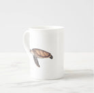 Green Sea Turtle - Fine Bone China Mug-Stick Figure Fish Illustration