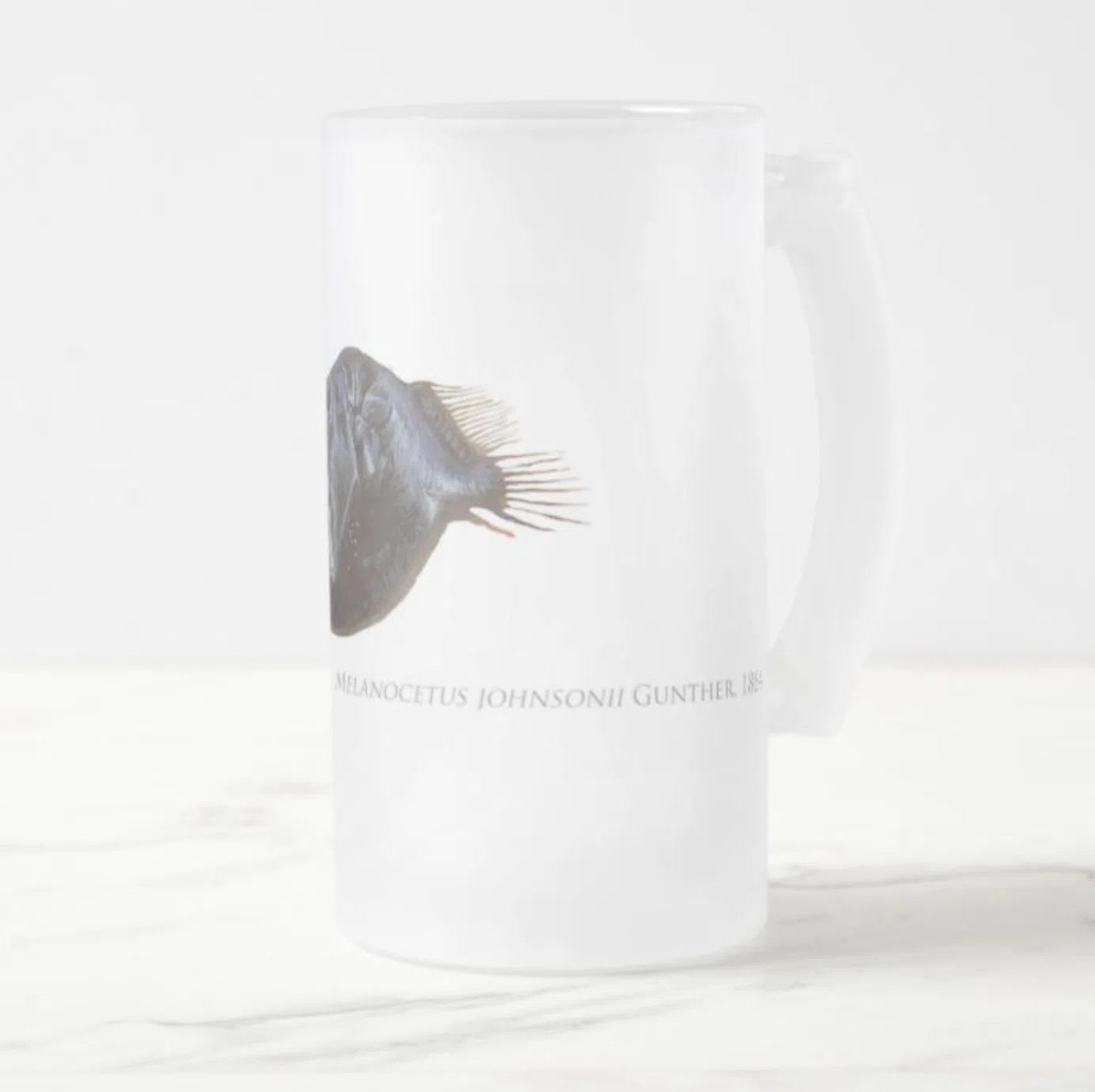 Humpback Blackdevil - Frosted Glass Stein-Stick Figure Fish Illustration