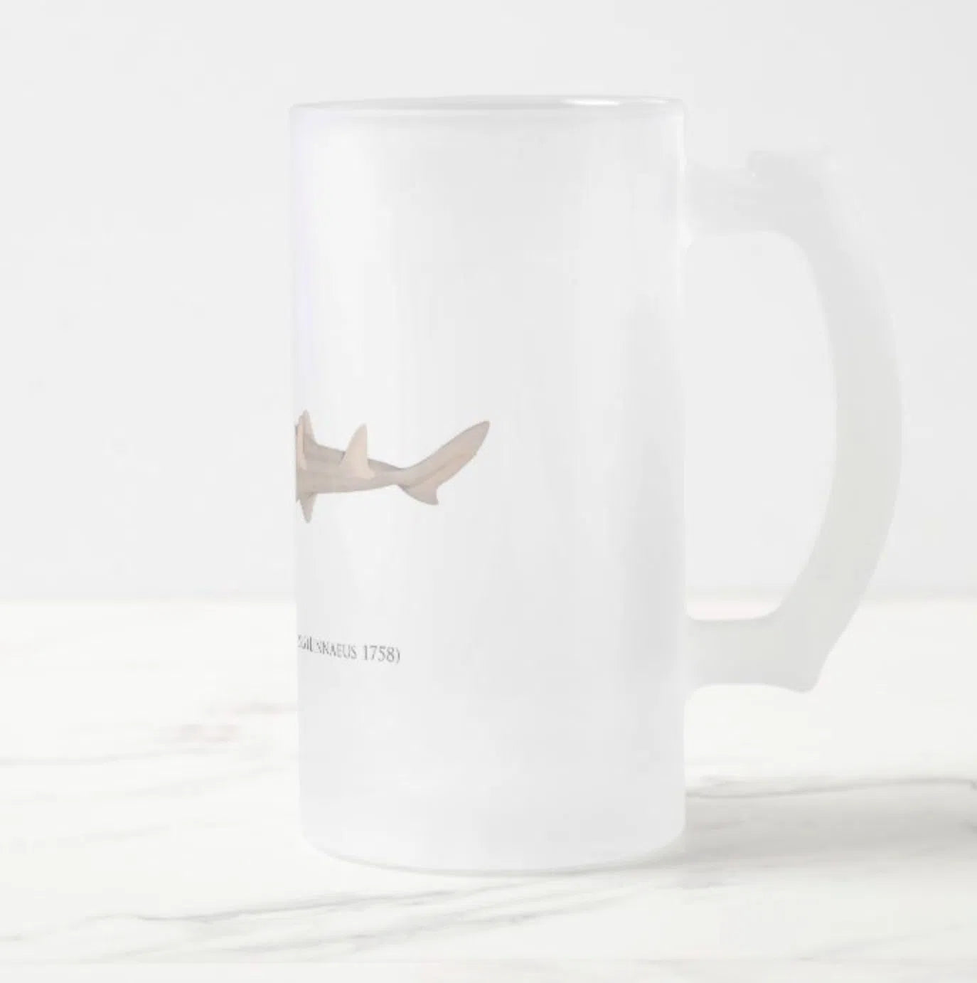 Largetooth Sawfish - Frosted Glass Stein-Stick Figure Fish Illustration