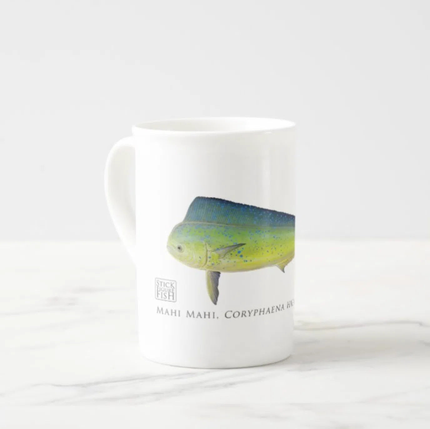 Mahi Mahi - Fine Bone China Mug-Stick Figure Fish Illustration