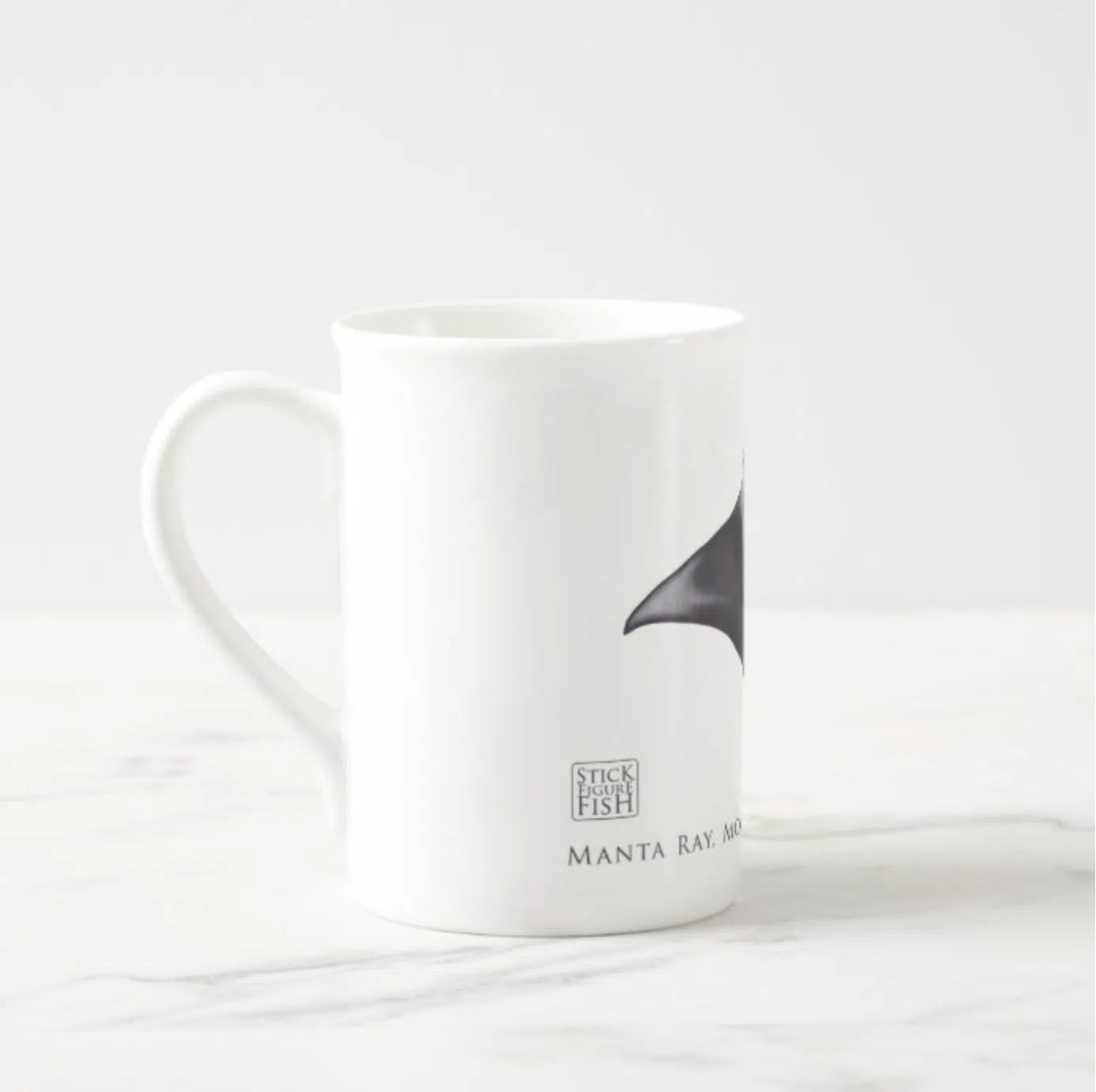 Reef Manta Ray - Fine Bone China Mug-Stick Figure Fish Illustration