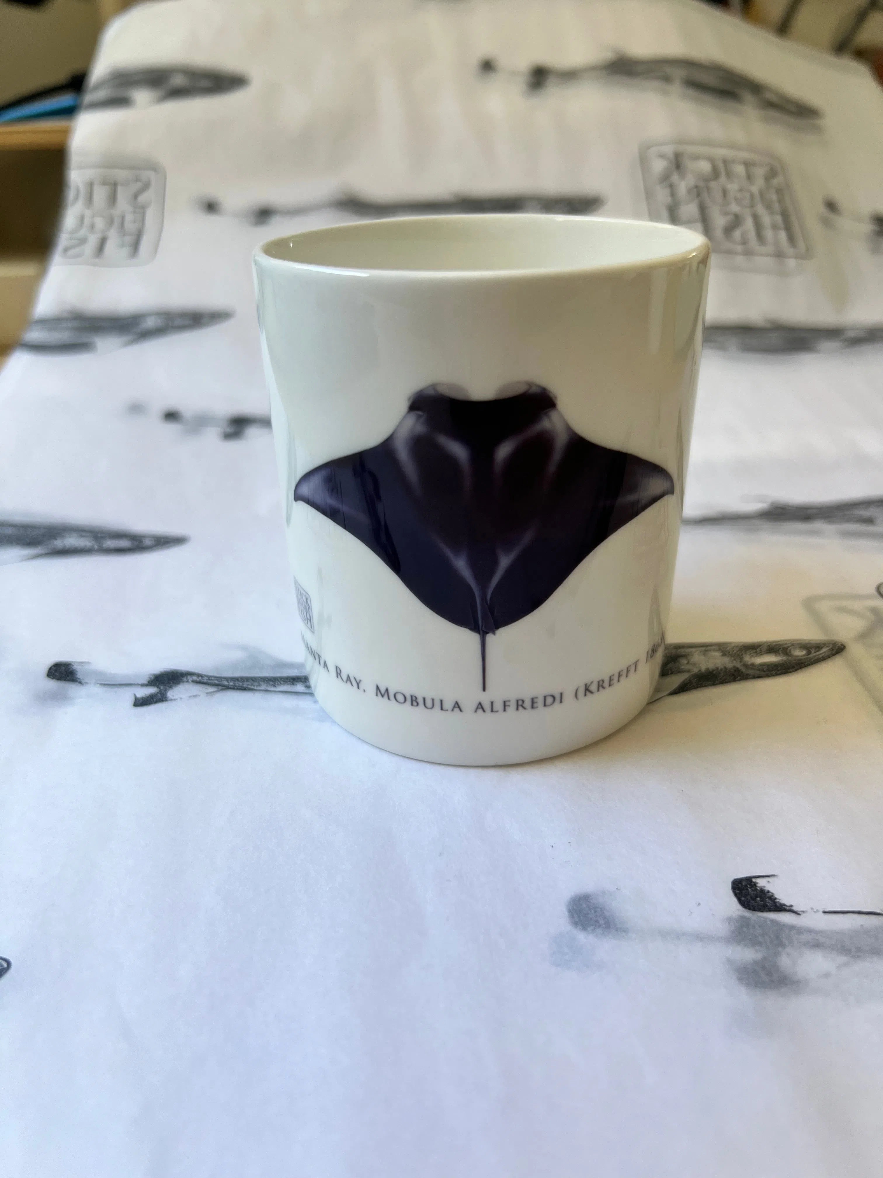 Reef Manta Ray - Fine Bone China Mug-Stick Figure Fish Illustration