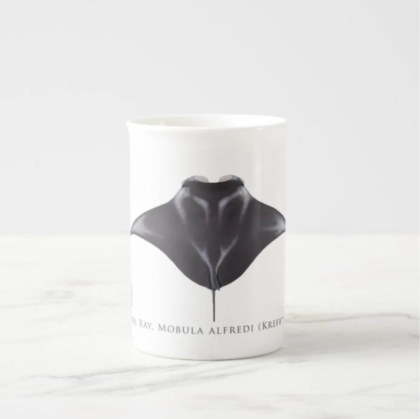 Reef Manta Ray - Fine Bone China Mug-Stick Figure Fish Illustration