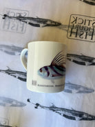 Rooster Fish - Fine Bone China Mug-Stick Figure Fish Illustration