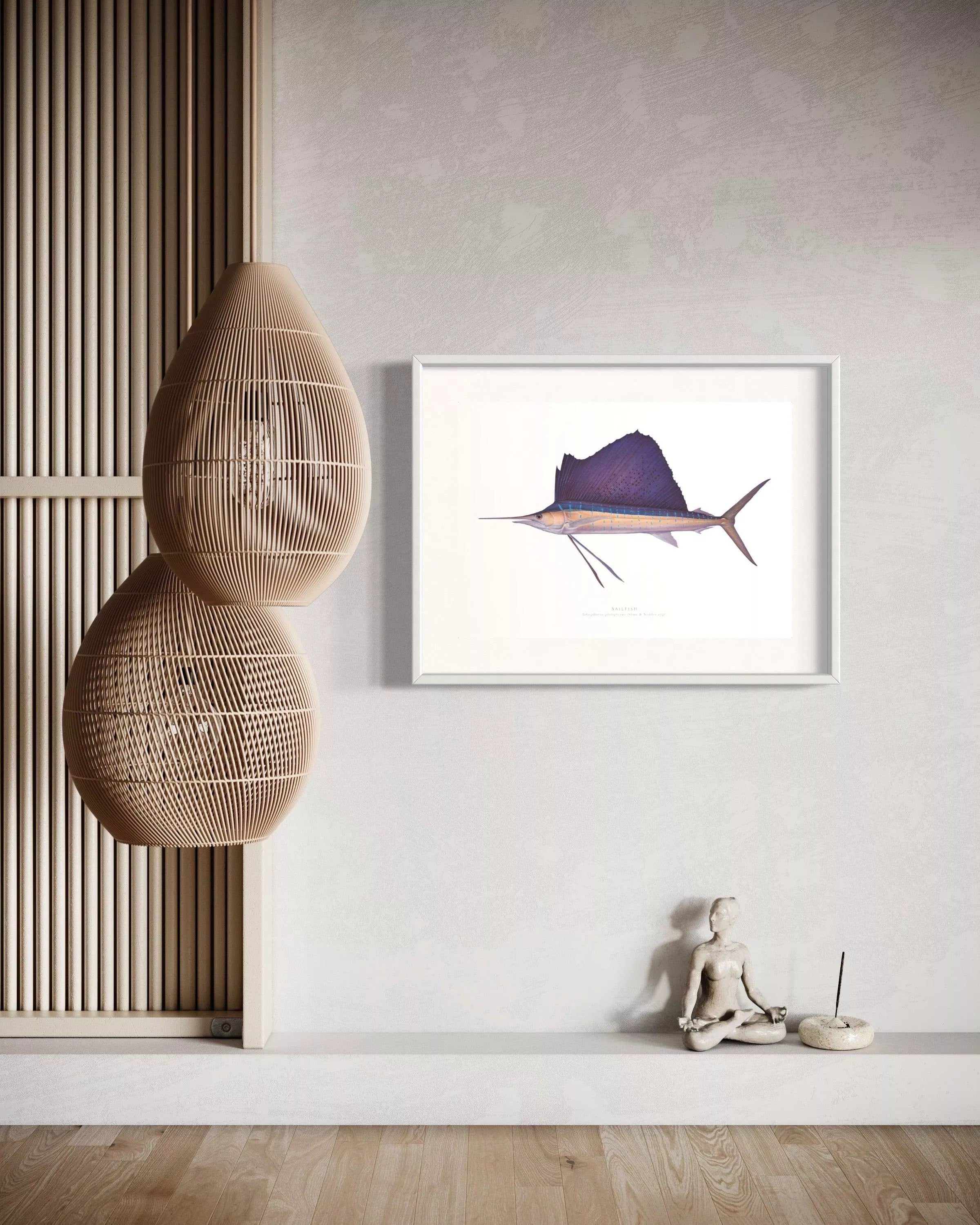 Sailfish - Istiophorus platypterus (Shaw & Nodder 1792) - Fine Art Print-Stick Figure Fish Illustration