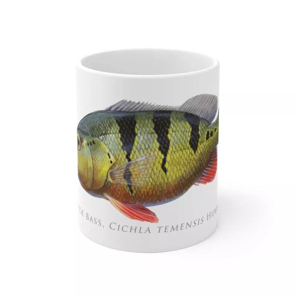 Speckled Peacock Bass (Pavon) Mug-Stick Figure Fish Illustration