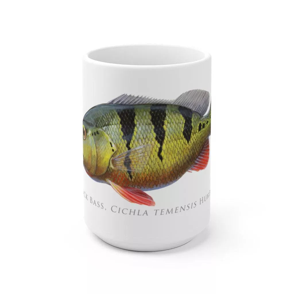 Speckled Peacock Bass (Pavon) Mug-Stick Figure Fish Illustration