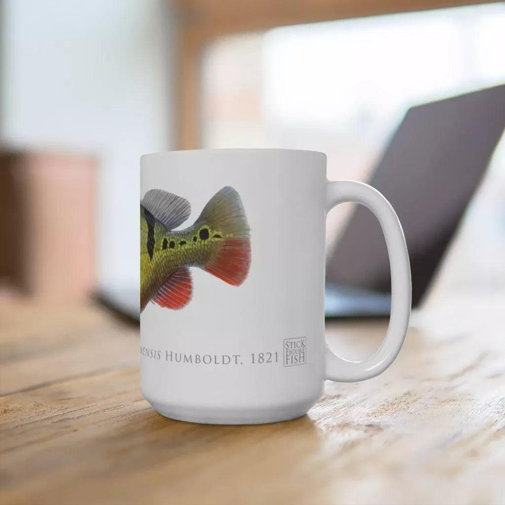 Speckled Peacock Bass (Pavon) Mug-Stick Figure Fish Illustration