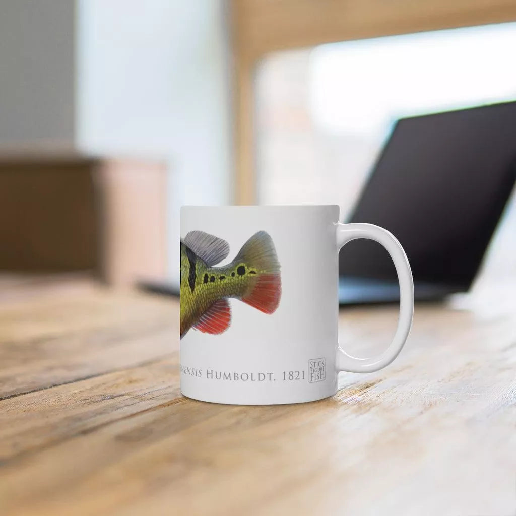 Speckled Peacock Bass (Pavon) Mug-Stick Figure Fish Illustration