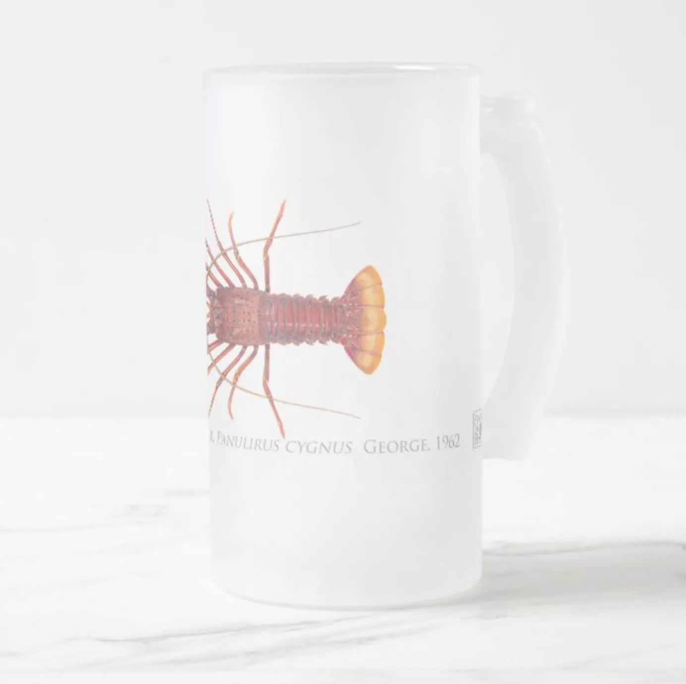 Western Rock Lobster - Frosted Glass Stein-Stick Figure Fish Illustration