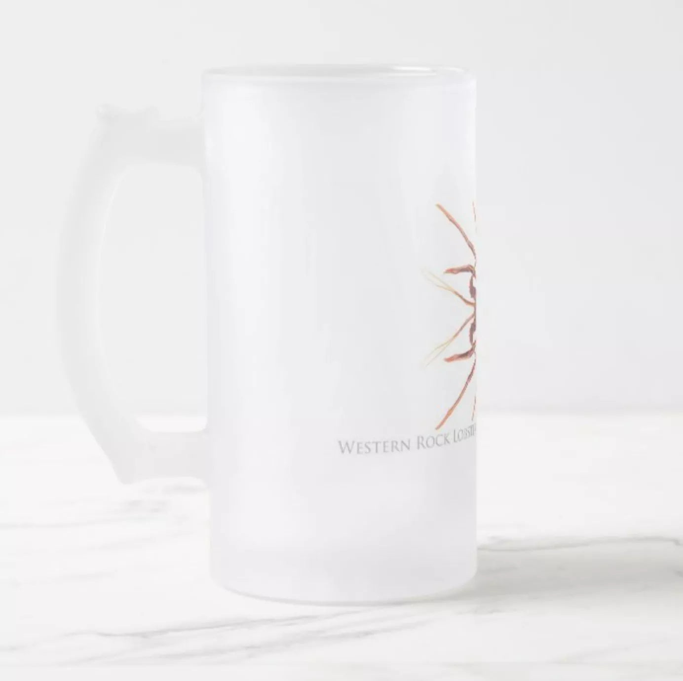 Western Rock Lobster - Frosted Glass Stein-Stick Figure Fish Illustration