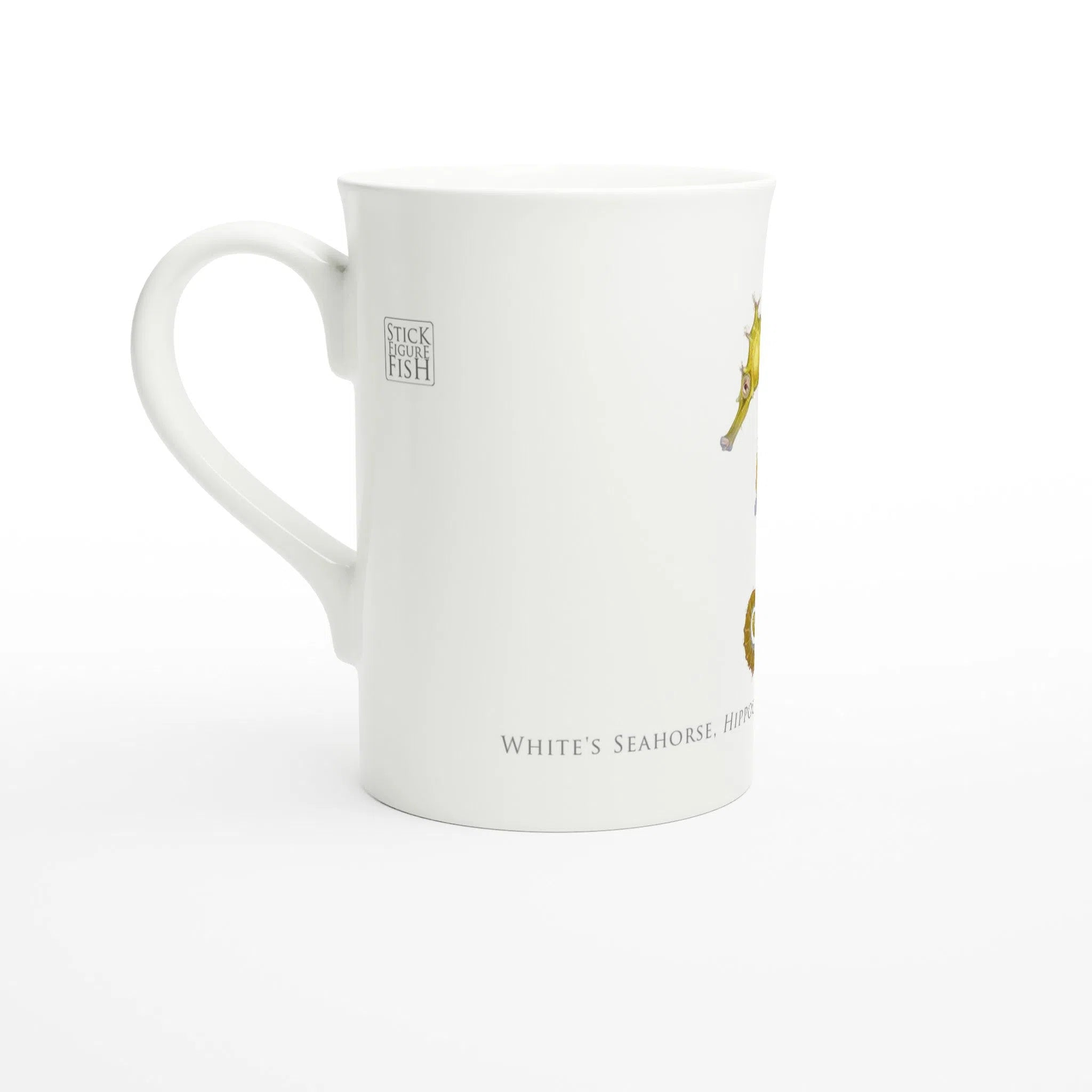 White's Seahorse - Fine Bone China Mug-Stick Figure Fish Illustration