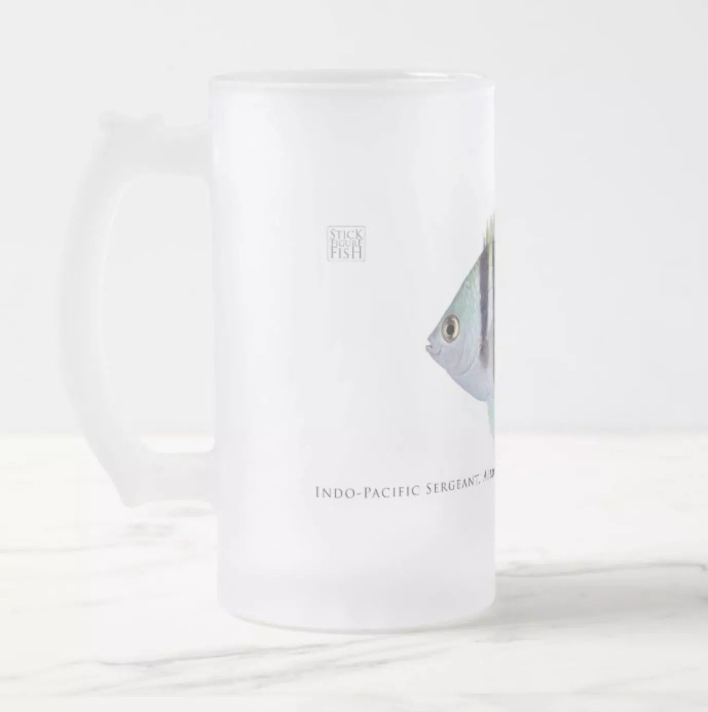 Indo-Pacific Sergeant - Frosted Glass Stein-Stick Figure Fish Illustration