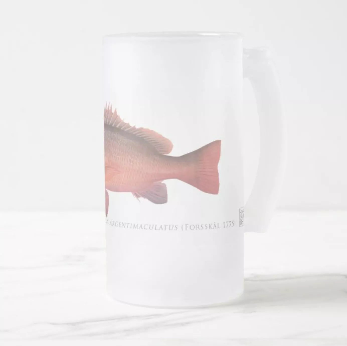 Mangrove Jack - Frosted Glass Stein-Stick Figure Fish Illustration